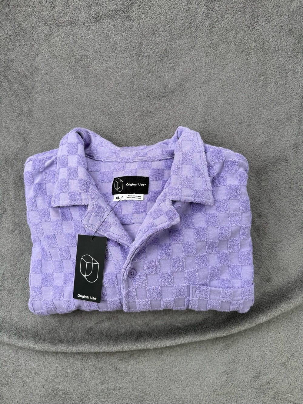 Original Use Lavender Checkered Casual Button-Down Shirt